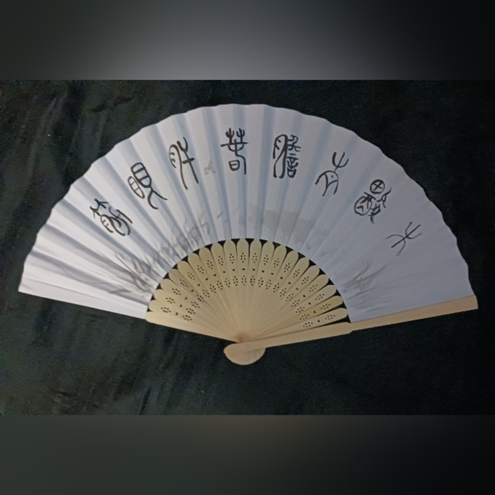 Folding Fan with Ancient Chinese Calligraphy Of On Chinese Meducine